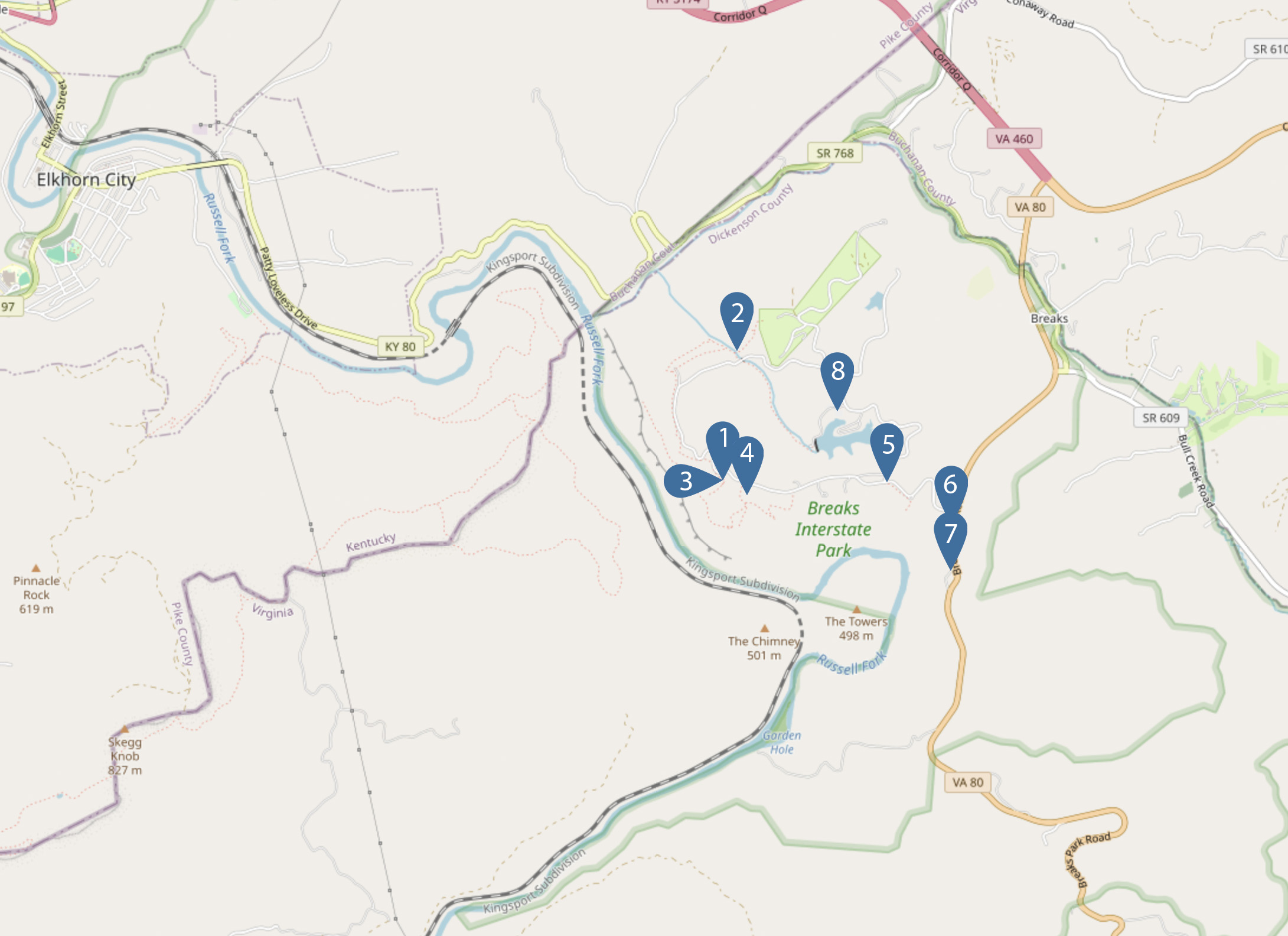 Breaks Interstate Park map